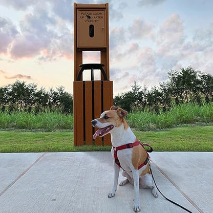 Pet Waste Station for Dog Parks, Trails & Public Spaces | Made of Highly Durable Recycled Wood | Weatherproof with Lock Box and Rain Cover - Cedar - color: Cedar