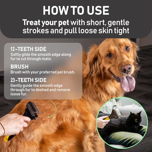 Pet Republique Matt Splitters Tool – Effective Mat Remover and De-matting Comb for Long-Haired Dogs, Cats, Rabbits – Regular 12+23 Teeth Design - size: 12+23 Teeth
