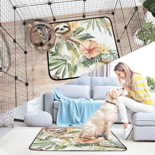 Qilmy Sloth Pet Mat, Waterproof Reusable Dog Training Pad Anti-Slip Pet Creat Pad for Small Medium Large Dogs and Cats - size: Smallx3