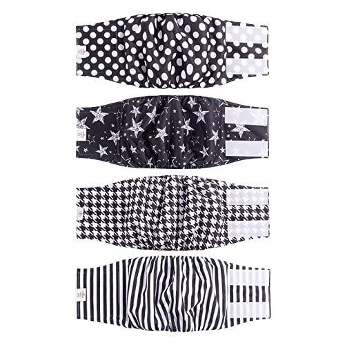 CuteBone Dog Diapers Male 4 Pack Puppy Wraps Reusable Doggie Belly Bands for Male Dogs Small Medium Large - size: M(14"-17")