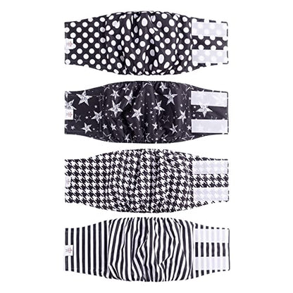 CuteBone Dog Diapers Male 4 Pack Puppy Wraps Reusable Doggie Belly Bands for Male Dogs Small Medium Large - size: L(17"-21")