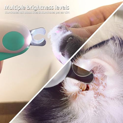 Pet nail clippers with LED Lights cat nail clippers for indoor cats nail trimmer clippers for small dog nail trimmers Cats rabbits nail clippers Bird Kittens (blue) - color: Blue