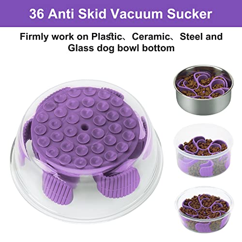 Anipaw Dog Slow Feeder Bowls Silicone Spiral Pet Food Feeder Insert to Slow Down Eating for Large Medium Small Breed Dogs Perfect with Stainless Steel Glass Ceramic Pet Bowls (Purple) - color: Purple
