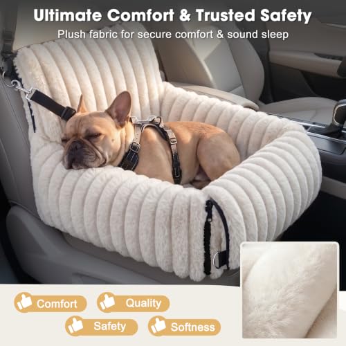 MIXJOY 6-in-1 Dog Car Seat for Small/Medium Dogs up to 25 lbs, Multi-Functional Dog Carrier for Car with Detachable Washable Cover, Pet Travel Bed with Clip-On Safety Leash, Beige - color: Beige