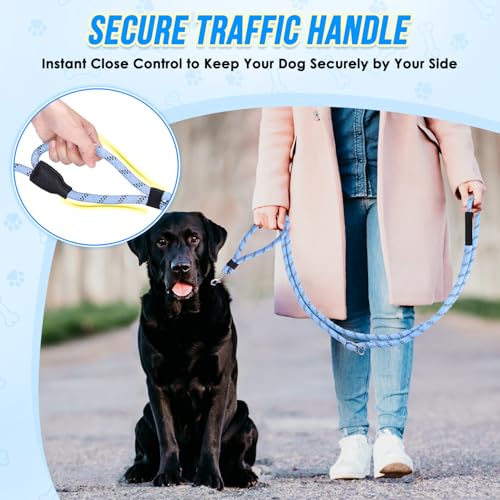 Lukovee Hands Free Dog Leash, 10FT Adjustable Training Lead 1/2 Inch Nylon Heavy Duty Lead No Pull for Large Medium Dogs, Tangle Free Reflective Waist-Leash for Walking Running, (BL, Plus Handle) - color: Blue