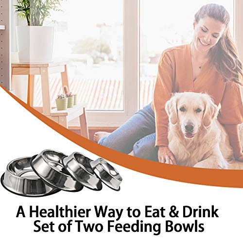 2Packs Stainless Steel Dog Bowl with Anti-Skid Rubber Base for Small/Medium/Large Pet, Perfect Dish, Pets Feeder and Water Choice Puppy Cat Kitten (8oz) - size: 8oz