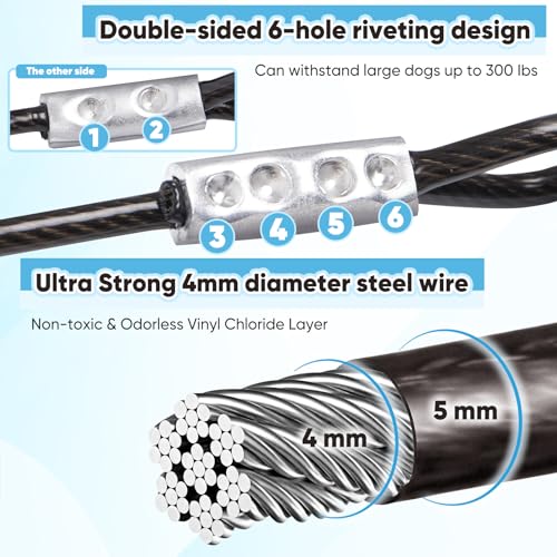 Heavy Duty Dog Tie-Out Cable and Stake for Yard Camping, with 30ft Heavy Duty Cable with Spring, for Small Medium Large Dogs up to 210 lbs, 360°Swivel Dog Run- No Tangle, Spiral Dog Stake (Black+30FT) - color: Black+30FT