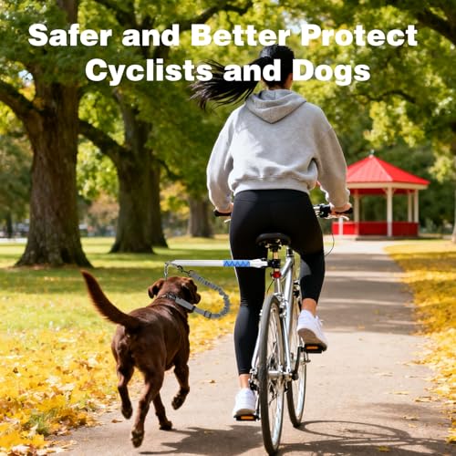 Bicycle Dog Leash for Riding, Hands Free 150° Rotating Built-in Shock Absorber Bike Retractable Leashes for Cycling, Elastic Nylon Adjusted Car Holder Seat Belt Rope (Silver) - color: Silver