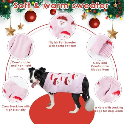 LUBOT NEW Ugly Christmas Sweaters for Puppy Cute Funny Wintertime and Holiday Parties Knitted Pullover Sweater Santa Small Dog Pink Santa X-Small - color: Pink Santa, size: X-Small