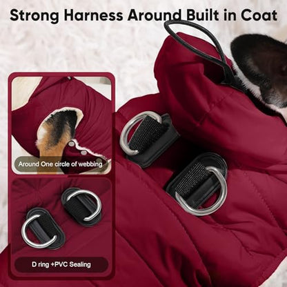 Vecomfy Fleece Lining Dog Hoodie with Harness Built in,Extra Warm Small Dog Jacket in Winter Puppy Coats with Drawstring Hooded,Red XS - color: Red(Harness Built in), size: X-Small (Pack of 1)
