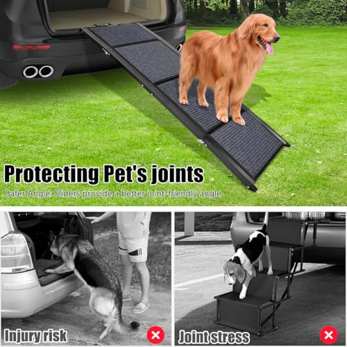 GaliGali Dog Ramp for Car, Portable Folding Pet Stair 71" Long&19.7" Wide | Ramp with Non-Slip Carpet Wider Dog Stair Allows Medium to Large Dogs Up to 250 lbs to Enter Car SUV and Truck - size: Foldable 180*50