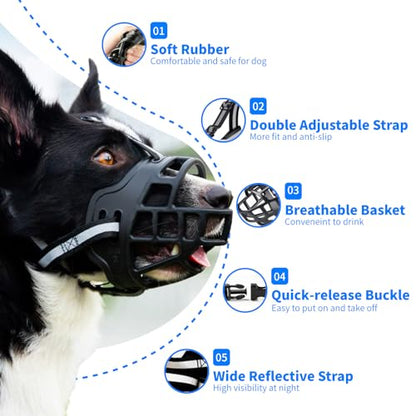 Dog Muzzle, Soft Basket Muzzle for Dogs, Dog Mouth Guard for Small Medium Large Dogs, Stop Biting, Chewing and Barking, Breathable & Comfortable to Drink,4# - size: 4#Suggest 55-77lbs