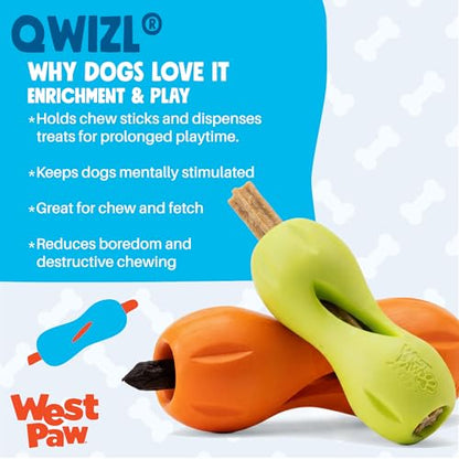 West Paw Zogoflex Qwizl Interactive Treat Dispensing Dog Puzzle Treat Toy for Dogs, Granny Smith, Large - color: Granny Smith, size: Large