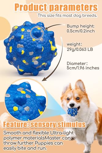 Moonorange 1.96'' Dog Balls for Dogs Aggressive Chewers Indestructible Tennis Durable Bouncy Interactive Dog Toy Balls for Fetch Game Floating Training(Blue Small) - color: Blue-Small