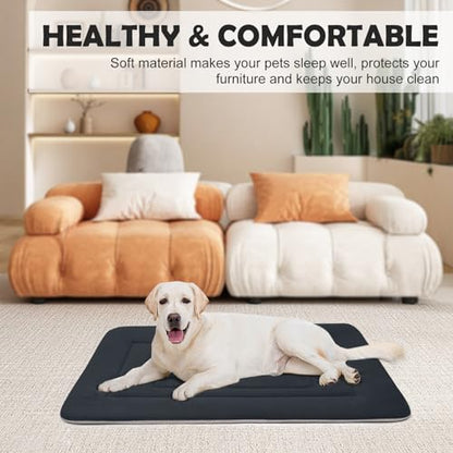 Dog Bed Soft Dog Crate Bed Pad Mat, 48 in Non Slip Bottom Washable Beds for Extra Large Dogs, Pet Bed Mattress Kennel Pad, Dark Blue Gray - color: Dark Blue Gray, size: 48.0"L x 30.0"W x 1.2"Th