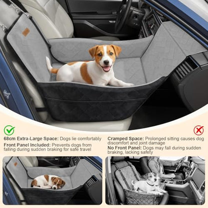 Elevated Dog Car Seat, Dog Booster Car Seats for Small & Medium Breeds Up to 35lbs, Fully Detachable and Washable, Soft Foam Pet Carseat with 2 Storage Pockets & 3 Safety Belts, Black & Gray - color: Black & Gray