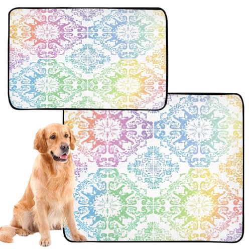 Qilmy Mandala Pet Mat, Waterproof Reusable Dog Training Pad Anti-Slip Pet Creat Pad for Small Medium Large Dogs and Cats - size: Medium+Large