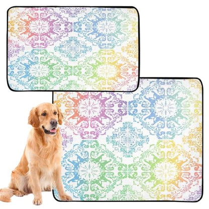 Qilmy Mandala Pet Mat, Waterproof Reusable Dog Training Pad Anti-Slip Pet Creat Pad for Small Medium Large Dogs and Cats - size: Smallx3