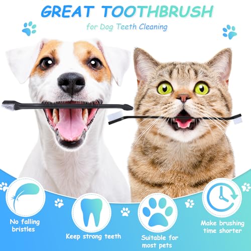 Honeydak Dog Toothbrush Bulk Dual Headed Dental Brushes Dogs Tooth Brushing Kit Long Handle Pet Tooth Brush for Puppy Large Small Cats and Most Pets Teeth Cleaning Dental Supplies(70 Pcs,Black) - color: Black