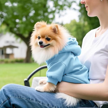 Idepet Pet Dog Hoodies Dog Clothes for Small Dogs Vest Chihuahua Clothes Warm Coat Jacket Autumn Puppy Outfits Cats Dogs Clothing(S,Light Blue) - color: Light Blue, size: Small