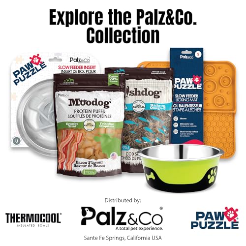 Palz&Co Paw Puzzles Slow Feeder Dog Bowl Insert - 4" Round Silicone Insert for Small Pet Bowls, Orange - Promotes Healthier Eating & Mental Stimulation, Dishwasher Safe - size: Small