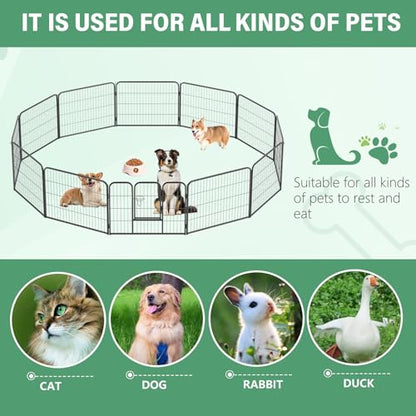 FDW Dog Playpen Dog Pen Dog Kennel 12 Panels 24 Inch Height Indoor Outdoor Folding Metal Portable Puppy Exercise Pen Heavy Duty Dog Fence for Yard Camping,Black - style: 12 Panels