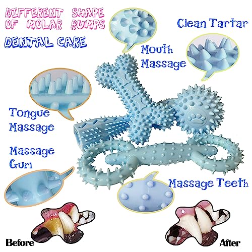 4 Pack Puppy Teething Toys 0-6 Months Puppy Chew Toys for Teething Cute Small Dog Toy Soft Rubber Toy for Puppies(Blue) - color: Blue