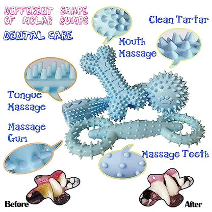 4 Pack Puppy Teething Toys 0-6 Months Puppy Chew Toys for Teething Cute Small Dog Toy Soft Rubber Toy for Puppies(Blue) - color: Blue