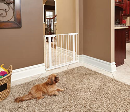 Midwest 39" Steel Walk-Thru Dog Gate, White | Pressure Mounted, Expands 29.5"- 38" Wide, Auto-Close Door, Spring-Loaded Latch, Includes Two 3" Extensions - color: White, size: 39-Inch