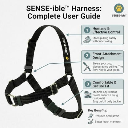 SENSE-ible No-Pull Dog Harness - Black Medium/Large (Narrow) by Softouch - color: Black, size: Medium/Large Narrow