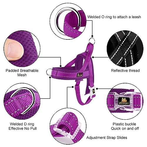 Plutus Pet No Pull Dog Harness with Breathable Mesh Padded, Adjustable Reflective Escape Proof Dog Harness, Quick Fit Dog Vest Harness for Small Medium Large Dogs(M, Purple) - color: Purple, size: M: chest 19.7"-25.2"