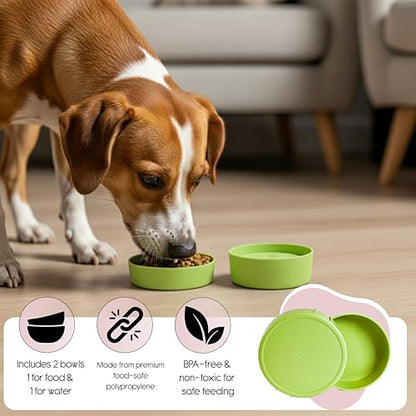 Barkin’ Trails Travel Dog Bowls, Portable Outdoor Water, BPA-Free, Food Grade Plastic Dog Travel Bowl, Camping Essentials & Container (Matcha) - color: Matcha