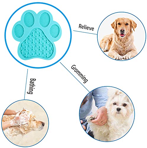 Dog Licking Mat for Anxiety Peanut Butter Slow Feeder Bowls Licking Pad with Strong Suction to Wall for Pet Bathing,Grooming,and Dog Training (Light Blue) - color: Light blue