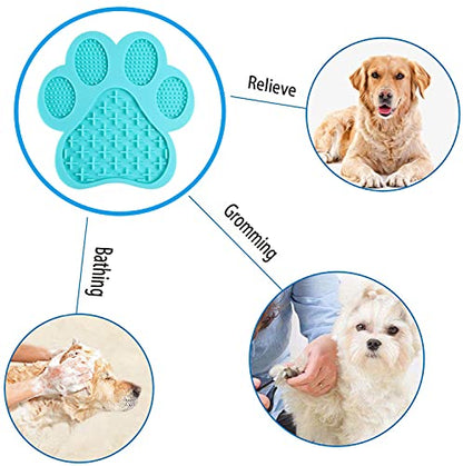 Dog Licking Mat for Anxiety Peanut Butter Slow Feeder Bowls Licking Pad with Strong Suction to Wall for Pet Bathing,Grooming,and Dog Training (Light Blue) - color: Light blue