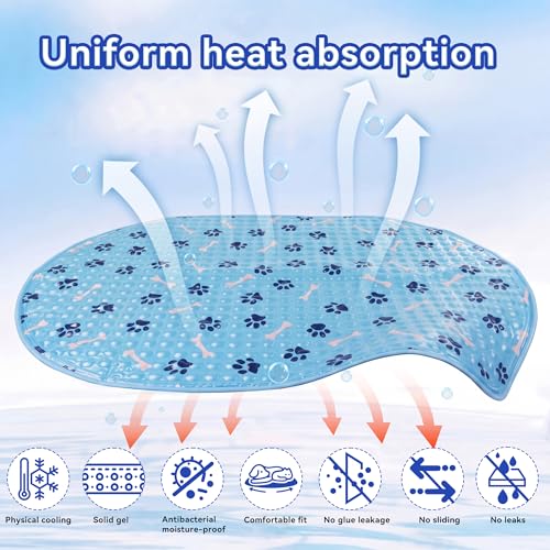 Dog Cooling Mat, Patented Gel Cooling Dog Bed, Non-Slip Waterproof Gel Cooling Pad for Large Dogs, Pet Cooling Mat for Indoors Outdoors, Crate Kennel Car Travel 32.2"x43.7"