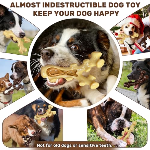 SIHRMIU 2 Pack Dog Chew Toys for Aggressive Chewers,Boredom and Stimulating Best Dog Toys for Medium/Large Breed,Tough Almost Indestructible Dog Bones for Teeth Cleaning and Training