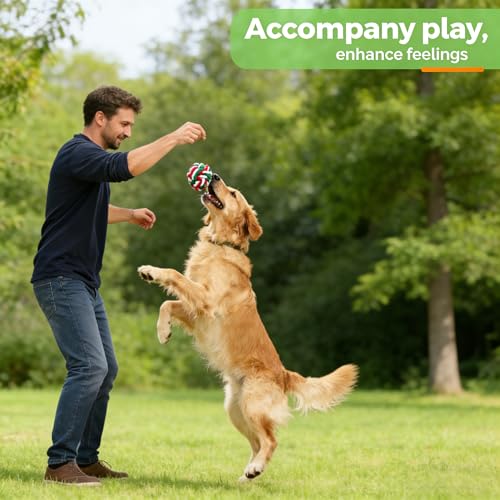 5-Pack Durable Rope Chew Toys for Large & Medium Dogs - Natural Cotton Strong Tug Toys Set for Aggressive Chewers, Interactive Play & Teeth Cleaning - color: Red+White