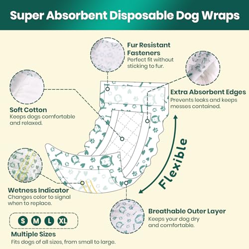 Dog Diapers for Male Dogs: Leakproof, Adjustable, Soft, and Breathable Disposable Diapers for Male Doggie – Perfect for Incontinence, Training, and Travel – 50 Pack Size XL