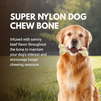 Consumable Corner - Super Nylon Dog Chew Bone - Beef Flavor Infused - for Teething & Aggressive Chewers - Long Lasting Durable Material - Safe for All Dogs - Large - 1 Bone - size: Large