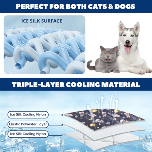 Paw Legend Cool Dog Mat for Dogs & Cats - Summertime Pet Cooling Mat & Blanket, Washable Fabric, X-Large - color: Cartoon, size: X-Large