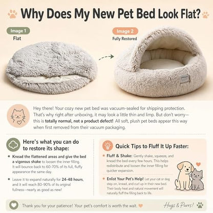 Cozy Zipper Convertible Cat Bed Cave, 2 in 1 Round Plush Donut Dog Bed with Removable Hood, Warm Fuzzy Enclosed Pet Nest Bed for Small Dogs Kittens, Machine Washable (Grey, 23.6 in Medium Size) - color: Grey, size: 23.6 in Medium Size
