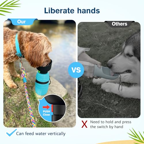 Pecute Portable 22 oz Dog Water Bottle, 2 in 1 Dog Water Bottle Bowl Leakproof with Double Seal, BPA Free, Lightweight, Pet Water Bottel Dispenser for Outdoor Walking Triping Hiking Camping Travels | Pet Water Dispenser Portable for Outdoor Walking Hiking