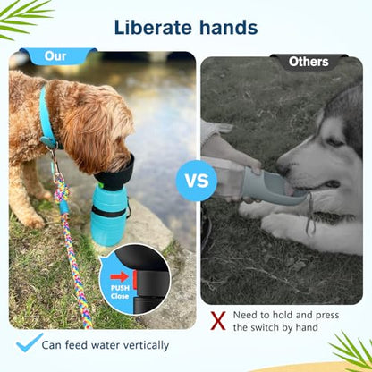 Pecute Portable 22 oz Dog Water Bottle, 2 in 1 Dog Water Bottle Bowl Leakproof with Double Seal, BPA Free, Lightweight, Pet Water Bottel Dispenser for Outdoor Walking Triping Hiking Camping Travels | Pet Water Dispenser Portable for Outdoor Walking Hiking