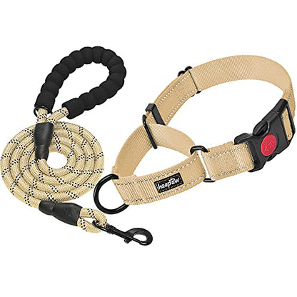 haapaw Martingale Dog Collar with Quick Release Buckle Reflective Dog Training Collars for Small Medium Large Dogs - color: Beige, size: L