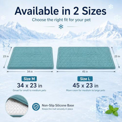 GOLOPET Newly Upgraded Large Dog Cooling Mat 34x23 in,Ice Breathable Fabric, Solid Silicone Honeycomb Heat Dissipation Structure, Long-Lasting Coolness Cooling Mat for Dogs(Q-Max>0.5) - size: 34 x 23 in