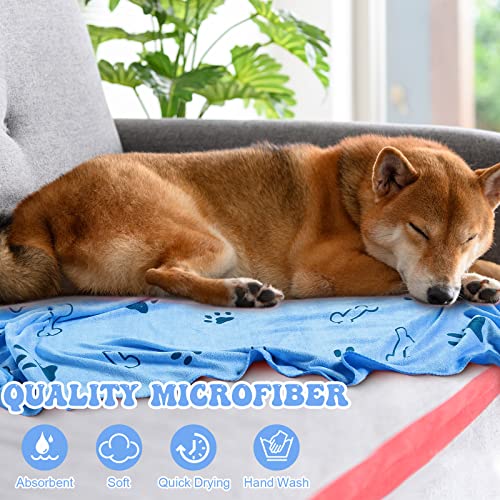 Peryiter 8 Pcs Dog Towels Pet Bath Drying Towels 55 x 28 Inches Large Absorbent Microfiber Quick Fast Drying Soft Beach for Lightweight Cat and Puppy Shower Essentials Cleaning Accessories(Blue) - color: Blue