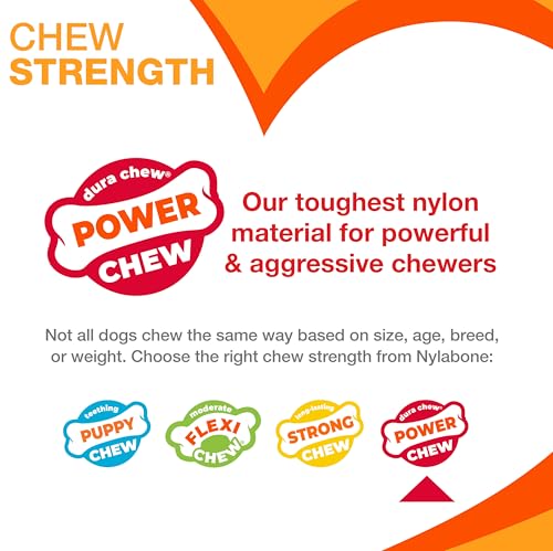 Nylabone Power Chew Antler Alternative Nylon Chew Toy for Dogs, Dog Toys for Aggressive Chewers, Venison Flavor, Medium/Wolf (1 Count) - size: Medium
