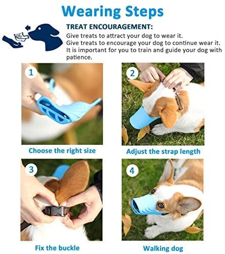 Dog Muzzle, Soft Duck Silicone Mouth Cover with Adjustable Strap for Small Medium Dogs, Best to Prevent Barking, Biting, and Chewing (XL, Blue) - color: Blue, size: XL