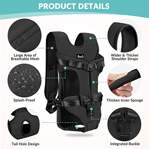 Lukovee Dog Backpack Carrier, Legs Out Easy-fit Dog Front Carrier for Small Medium Dogs, Adjustable Hands Free Dog Chest Carrier for Hiking Cycling (B,Medium) - color: Black