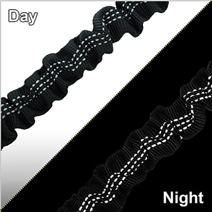 MayPaw Bungee Dog Leash Extension Attachment, 18" Reflective Shock Absorbing Lead Extender for Dog Walking Running Training (Black)